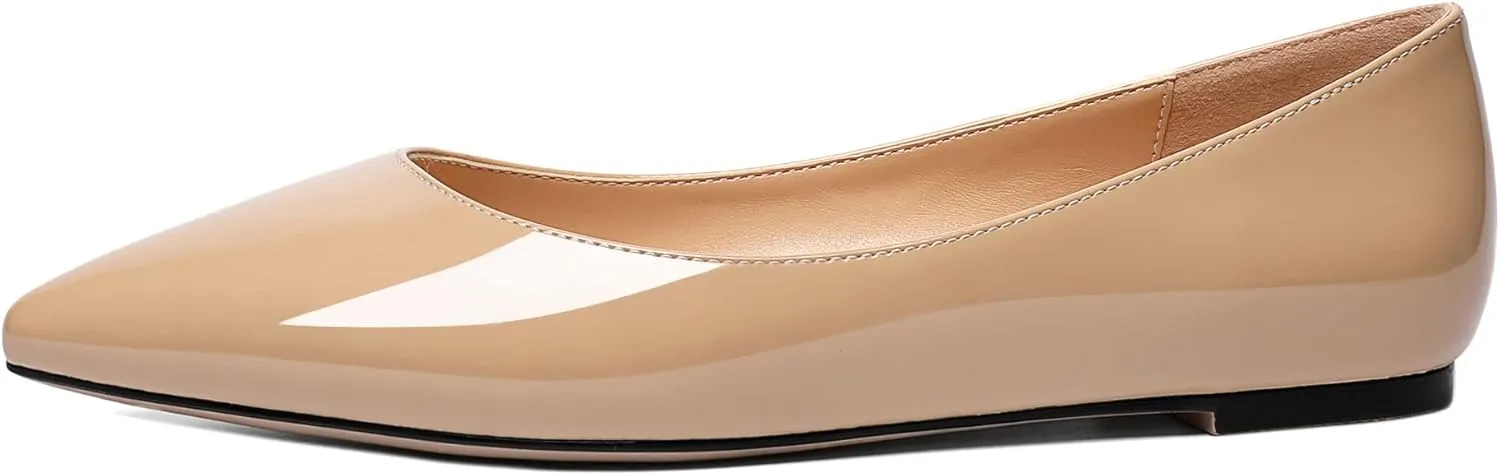 Zamikoo Flats Shoes Women, Pointed Toe Slip On Loafer Flats Shoes Pumps for Office Casual Dressy Comfortable