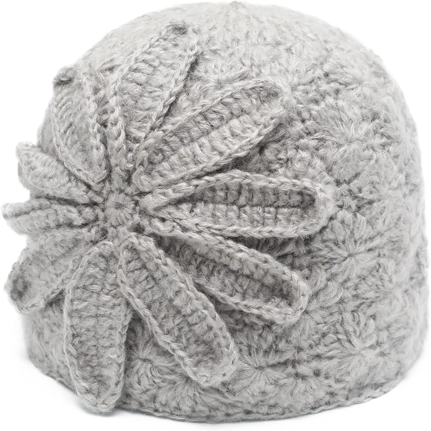 ZLYC Women Winter Knit Beanie Hat Soft Crochet Skullies Beanies with Flower Accent