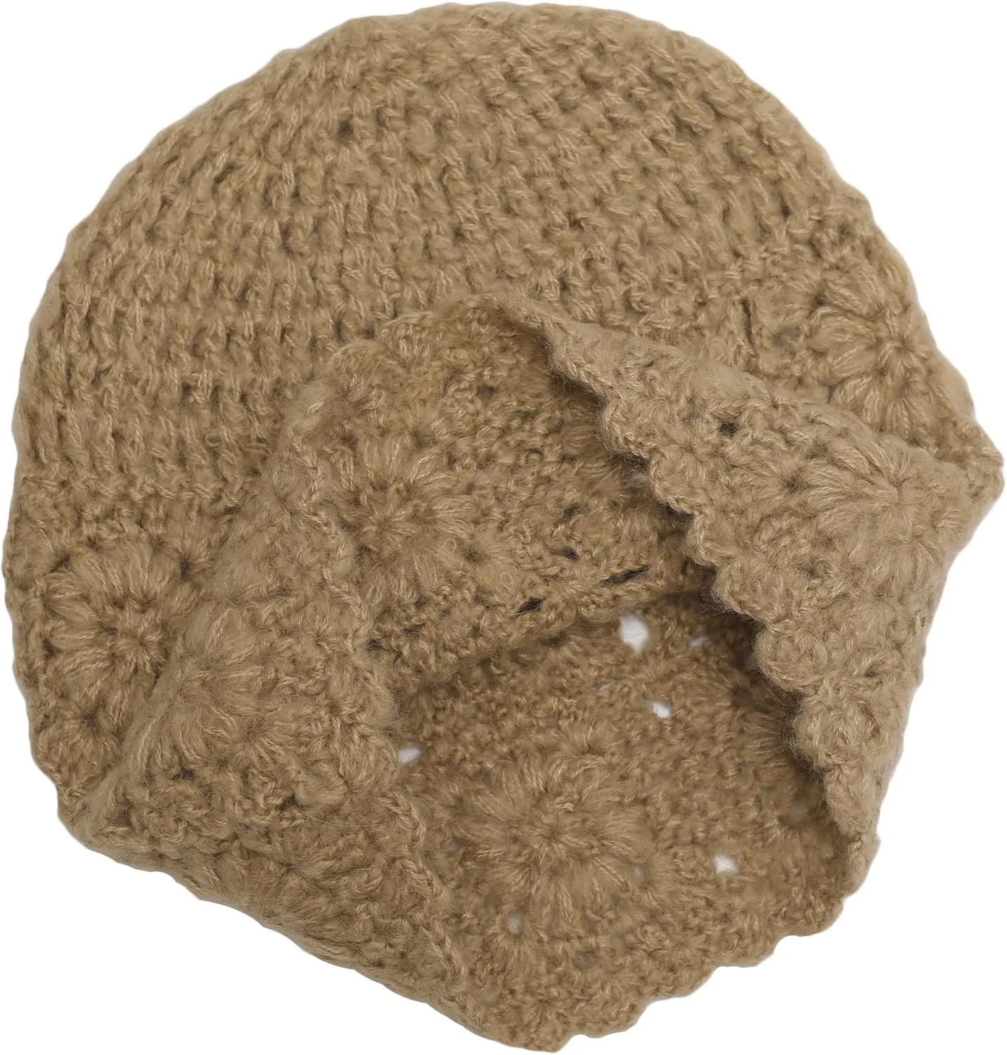 ZLYC Women Winter Knit Beanie Hat Soft Crochet Skullies Beanies with Flower Accent