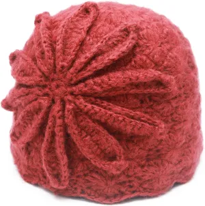 ZLYC Women Winter Knit Beanie Hat Soft Crochet Skullies Beanies with Flower Accent