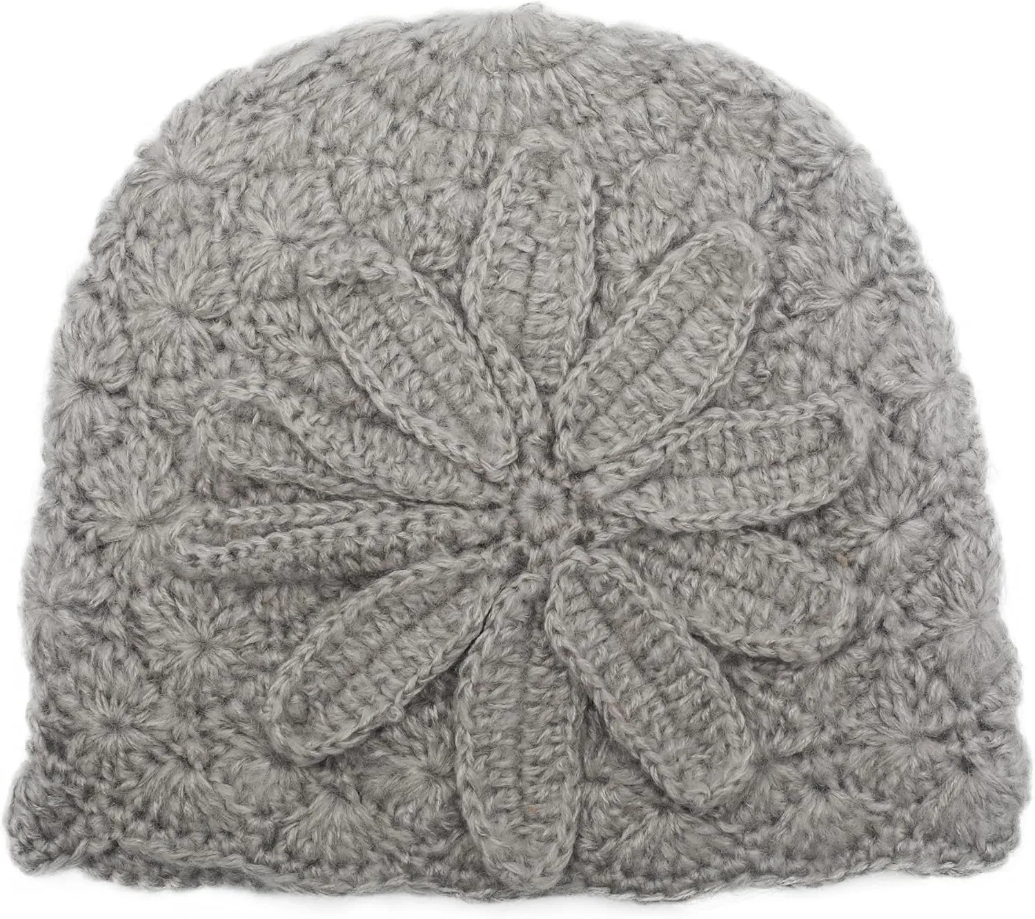 ZLYC Women Winter Knit Beanie Hat Soft Crochet Skullies Beanies with Flower Accent