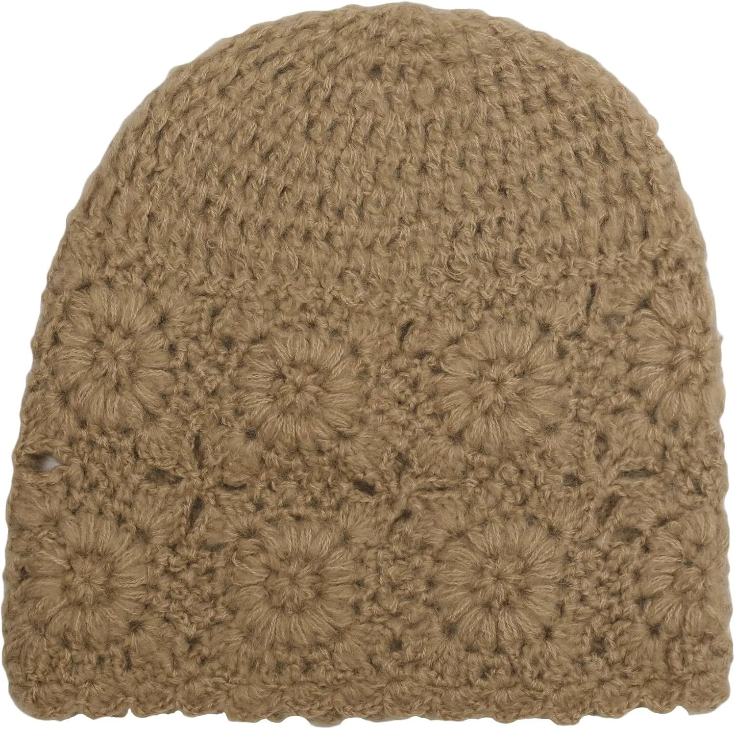 ZLYC Women Winter Knit Beanie Hat Soft Crochet Skullies Beanies with Flower Accent