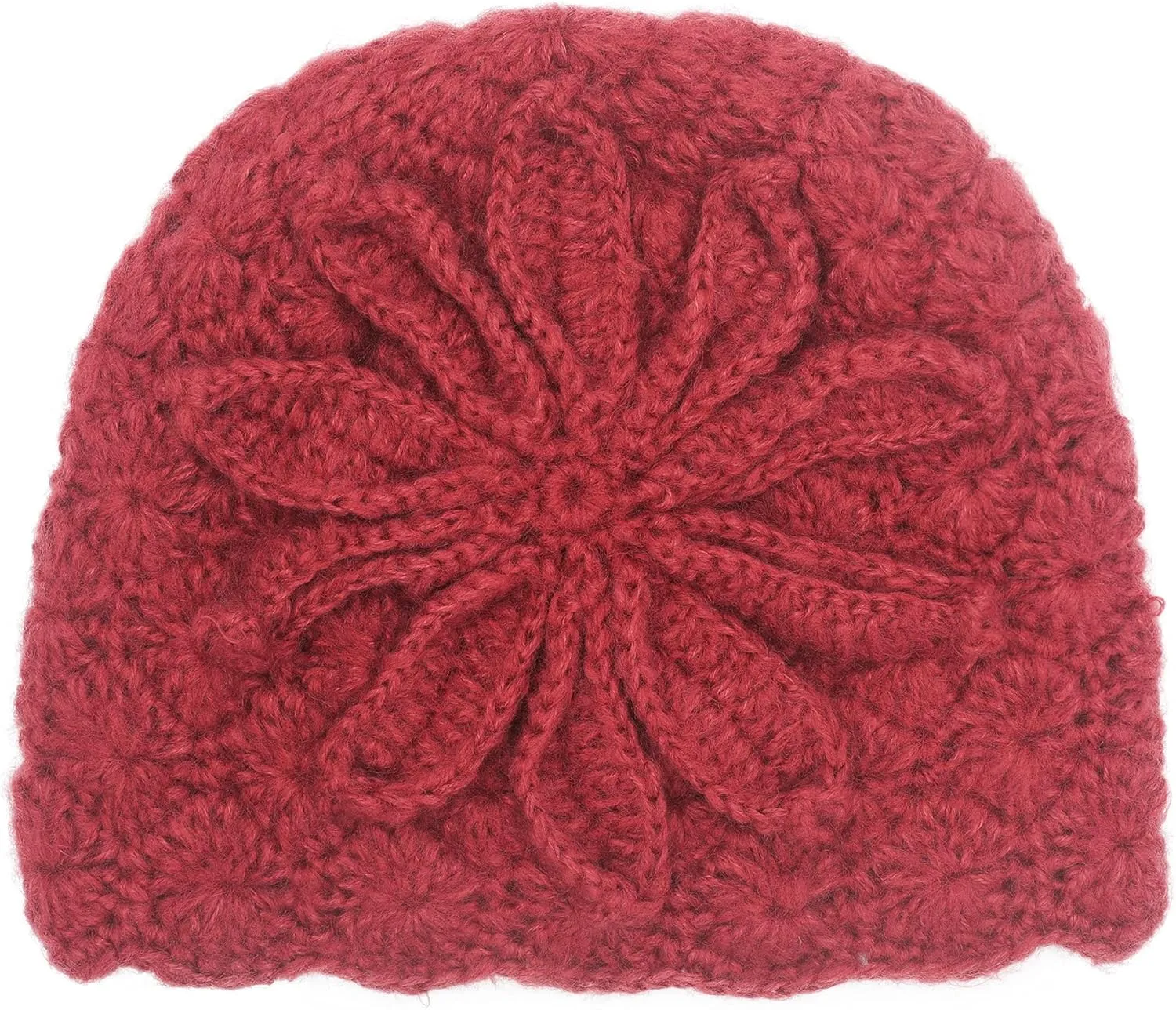 ZLYC Women Winter Knit Beanie Hat Soft Crochet Skullies Beanies with Flower Accent