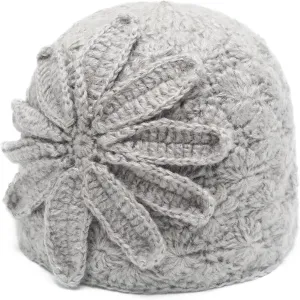 ZLYC Women Winter Knit Beanie Hat Soft Crochet Skullies Beanies with Flower Accent