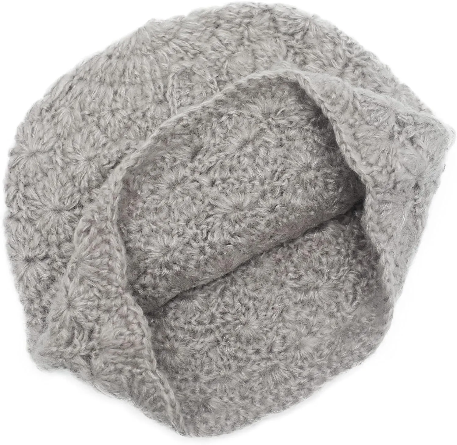 ZLYC Women Winter Knit Beanie Hat Soft Crochet Skullies Beanies with Flower Accent