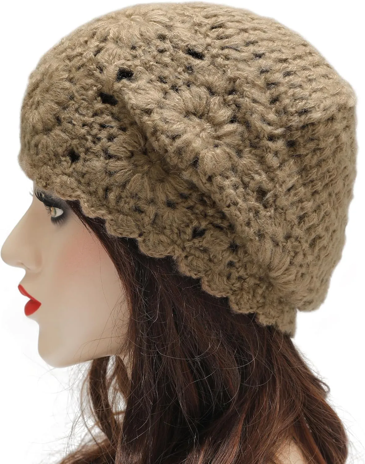 ZLYC Women Winter Knit Beanie Hat Soft Crochet Skullies Beanies with Flower Accent