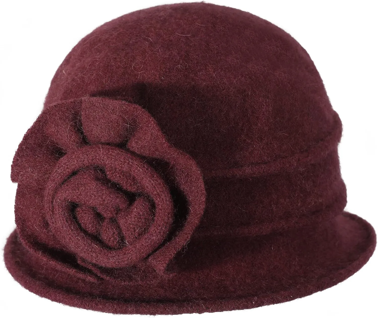 ZLYC Women Wool Cloche Bucket Hat 1920s Vintage Dress Winter Hats with Flower Accent