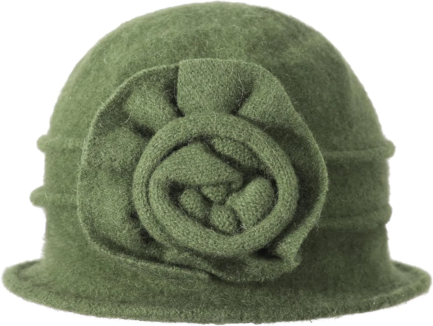 ZLYC Women Wool Cloche Bucket Hat 1920s Vintage Dress Winter Hats with Flower Accent