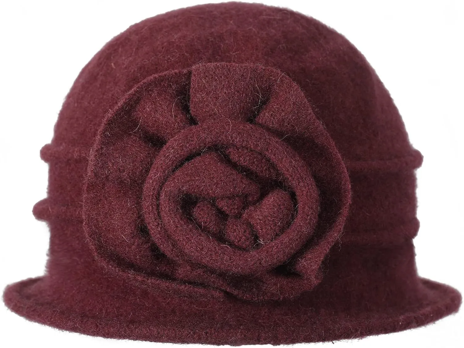 ZLYC Women Wool Cloche Bucket Hat 1920s Vintage Dress Winter Hats with Flower Accent